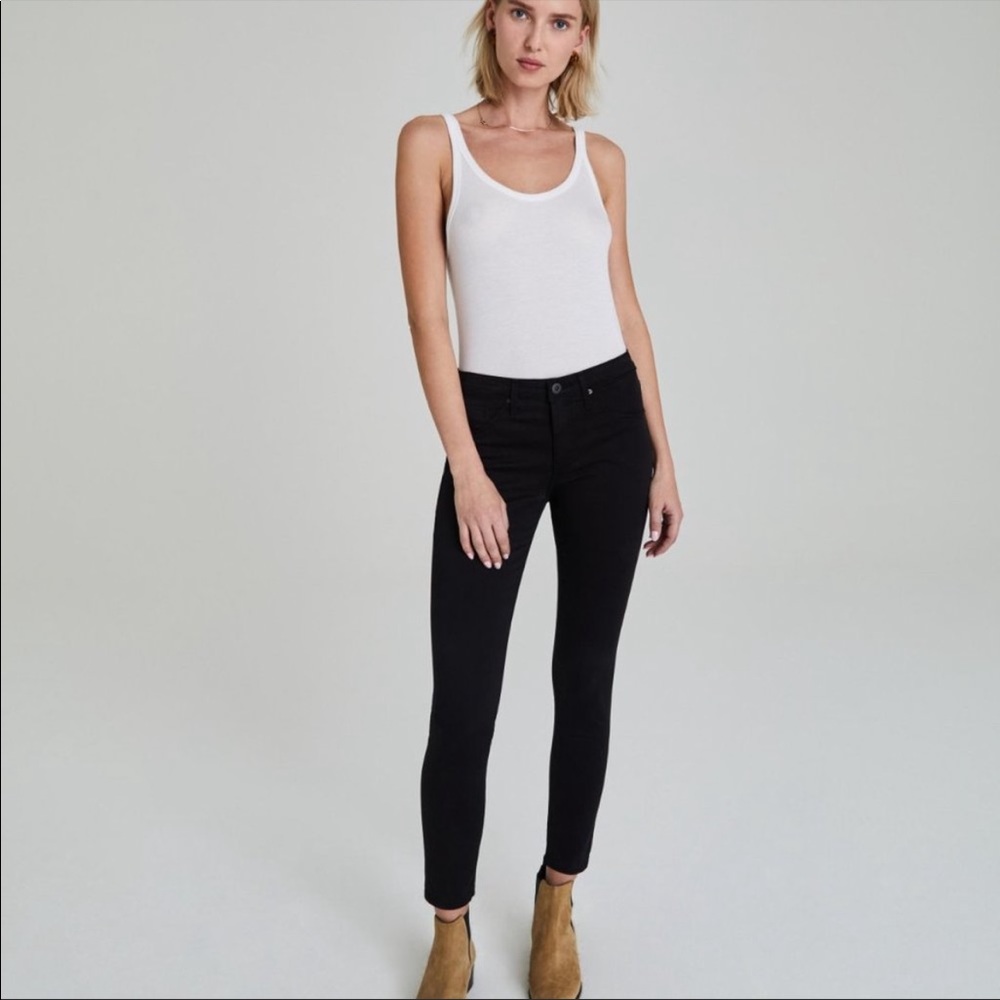 Adriano Goldschmied Mid Rise The Legging Ankle Super Skinny Black Jeans